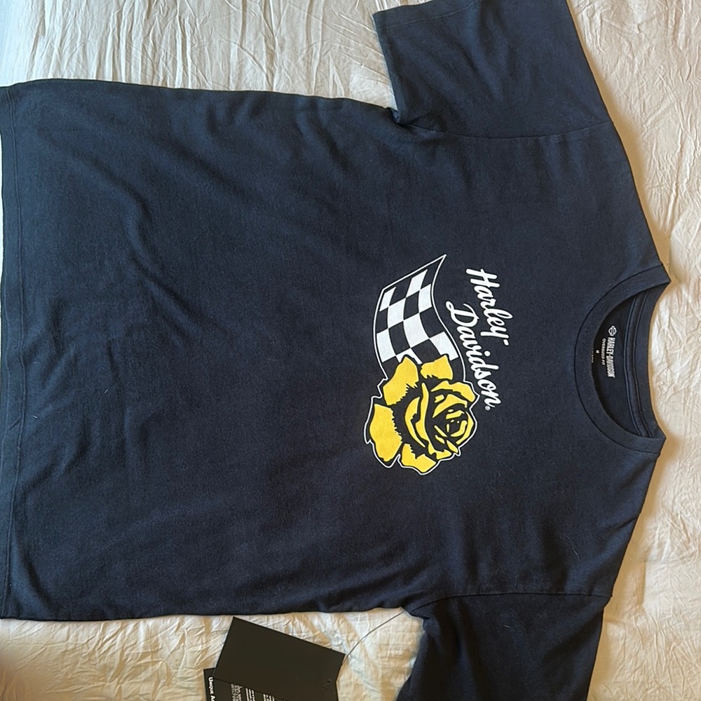 Harley-Davidson Black Tee with Yellow Rose